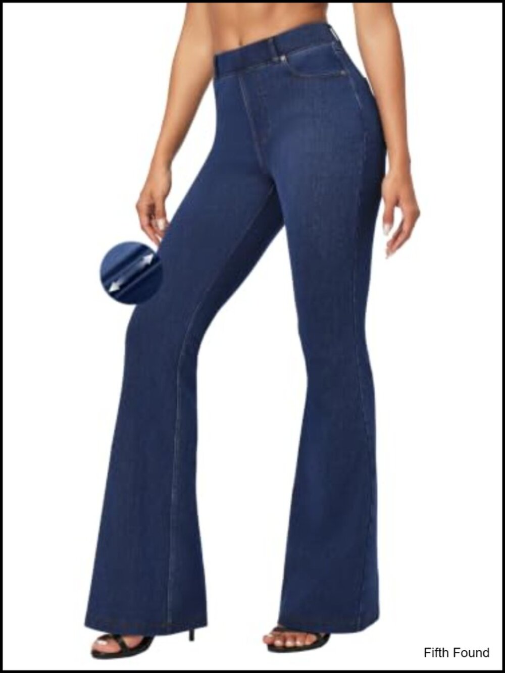 Women's Pull On Flare Bell Bottom Stretch Denim Leggings High Waist